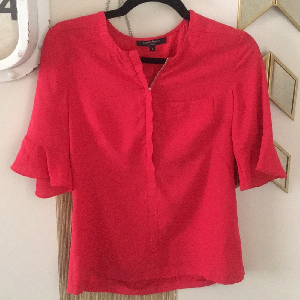 Nanette Lepore red ruffle shirt